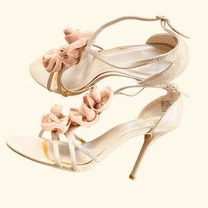 Blush Nude Floral Rose Heels Apt 9 Size 9.5M Strappy Sandals